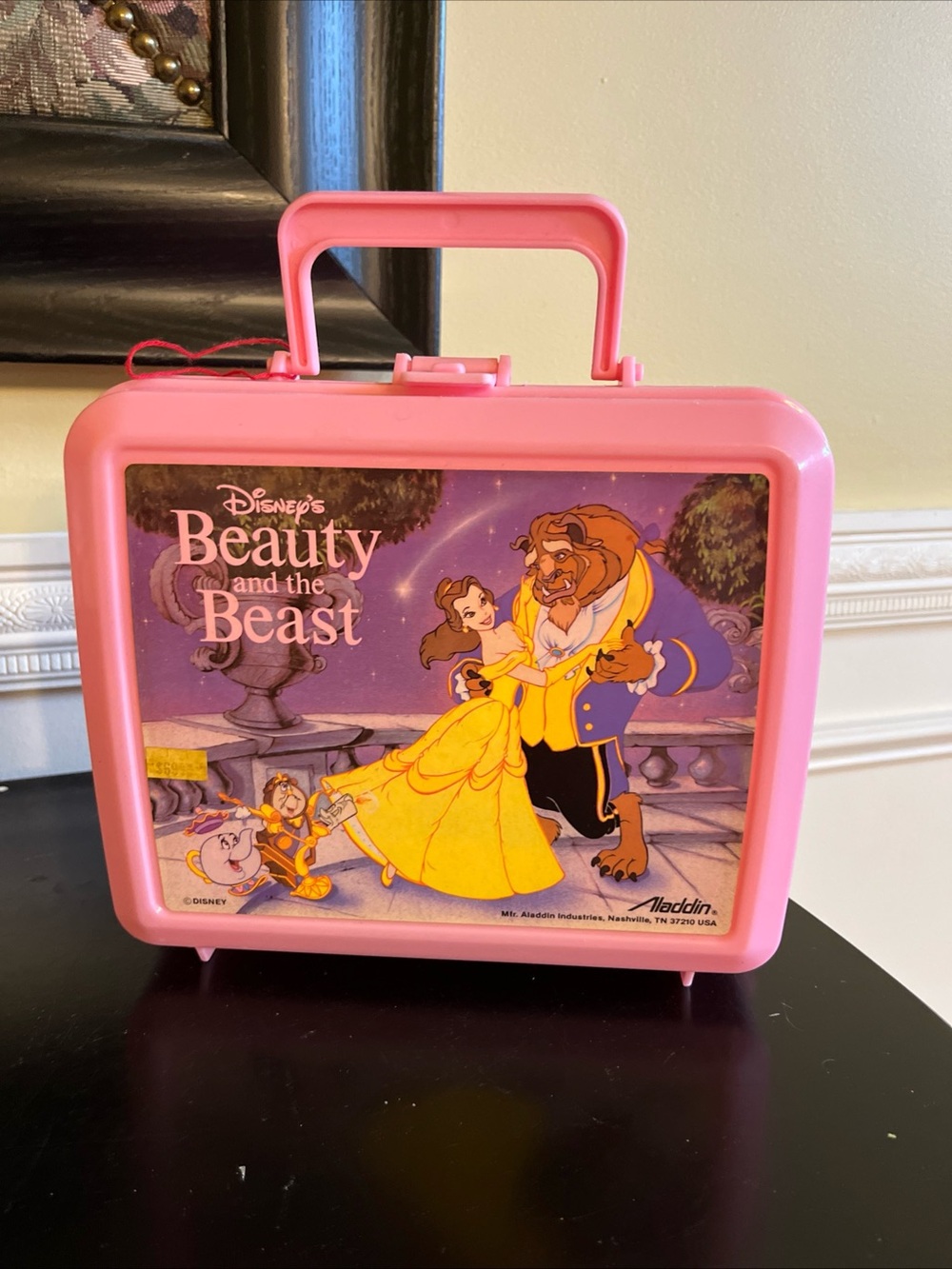vintage 90s Disneys Beauty and the Beast Pink lunch box and thermos